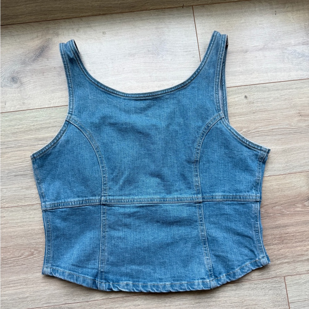 Cotton On Blue Denim Tank Top size 10 Western Capsule wardrobe Timeless